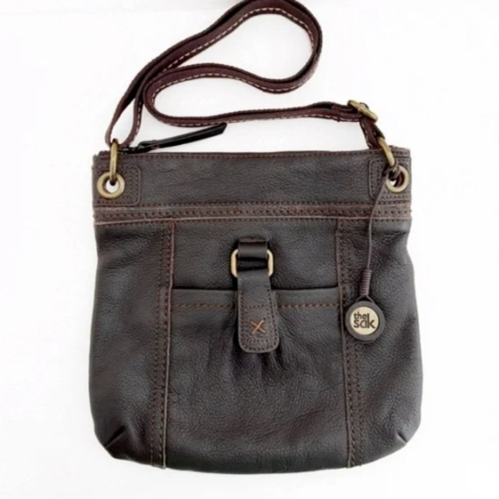 The Sak Kendra Leather Crossbody Bag Dark Brown Purse Handbag Retired Pocket NEW